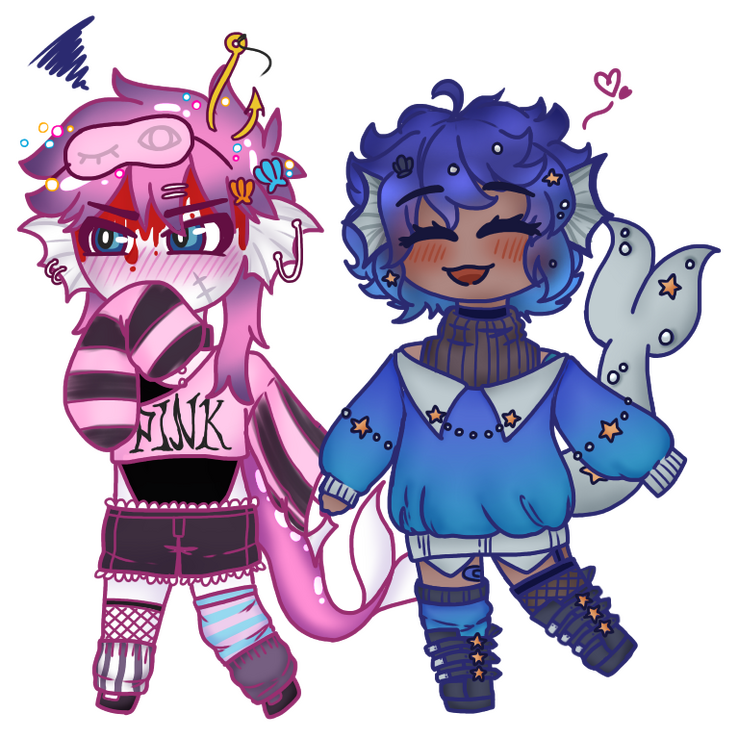 detailed, shaded chibi couple art